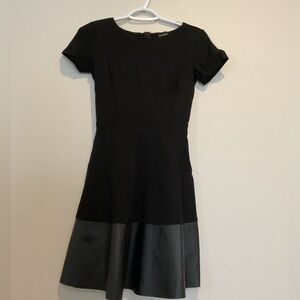 Skater dress w faux leather trim